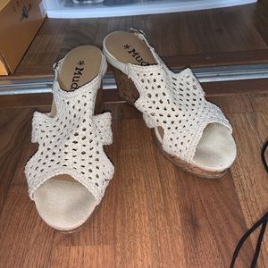 Women’s Cream Colored Strap Wedges